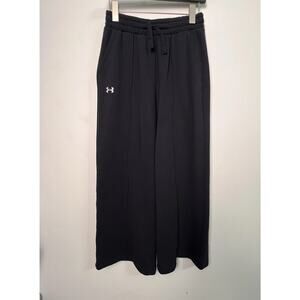 Under Armour Women’s XS UA Rival Fleece Textured Pants Wide Leg Black Sweatpant